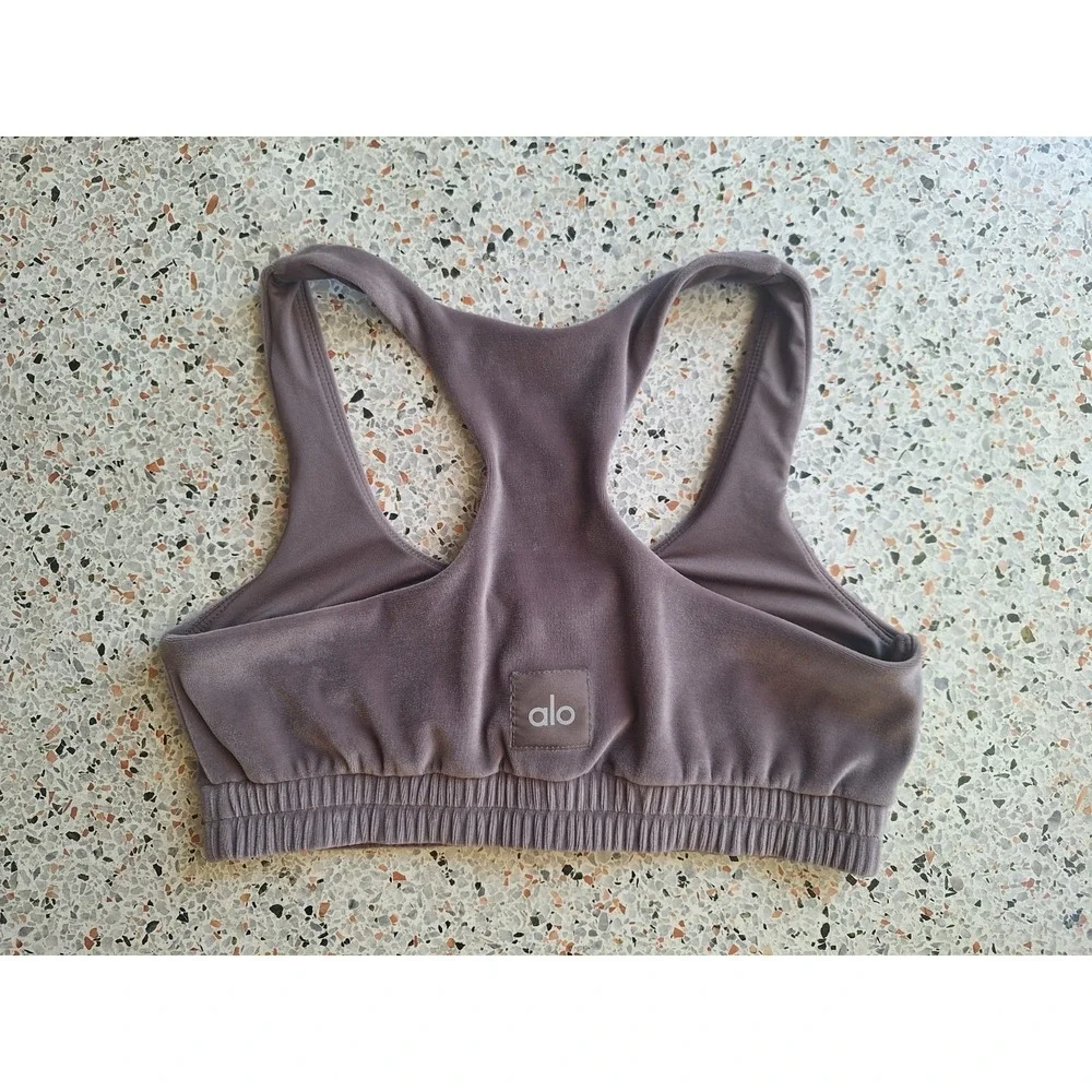 31 Alo Yoga Velour Glimmer Scoop Neck Bra